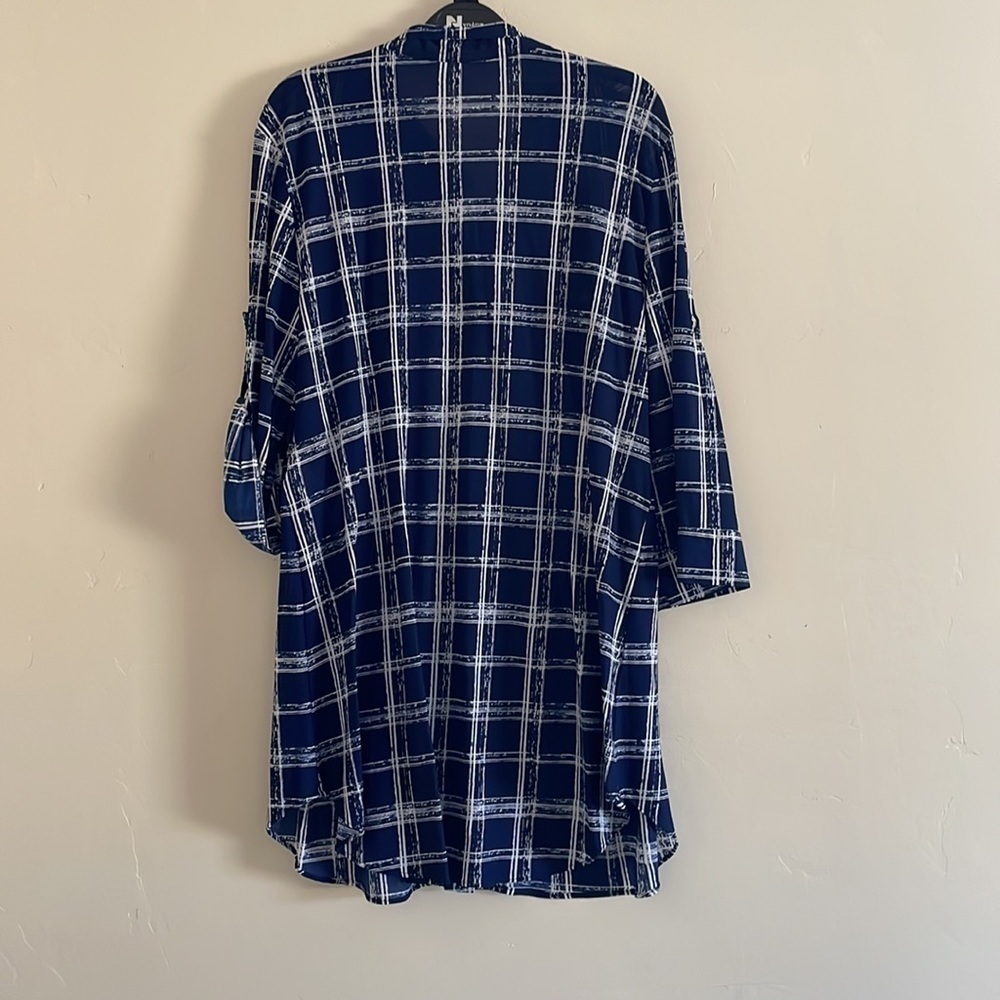 Nygard Tunic Button Down Navy Plaid Large - image 3